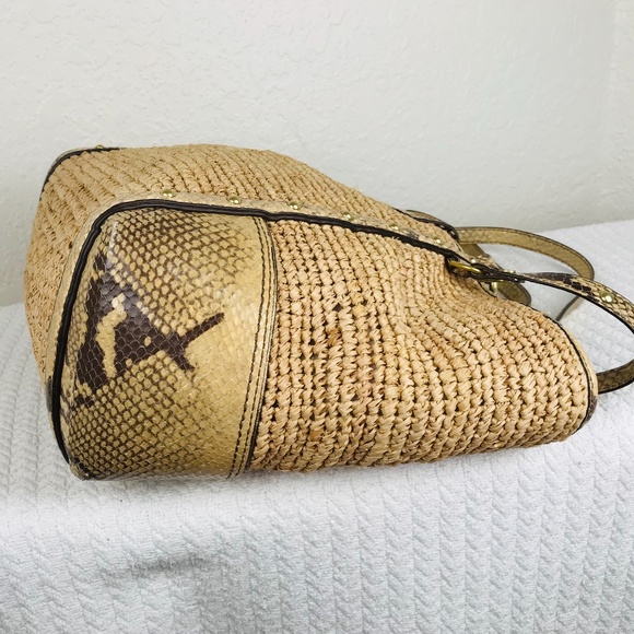 Coach Tan and Brown Woven Shoulder Bag - Picture 9 of 14
